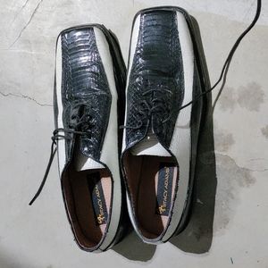Stacy Adams Black and White Genuine Snake Shoes Size 10.5